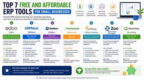 Top 7 Free and Affordable ERP Tools for Small Businesses